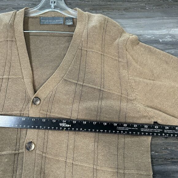 Oscar De La Renta Mens Cardigan Large Grandpa Sweater Old Money Knit Classic - Picture 10 of 12